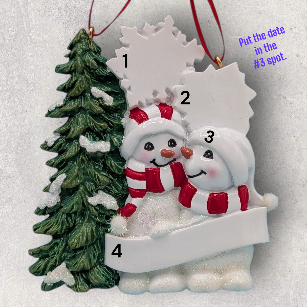 2 SNOW FOLKS with FLAKES Ornament