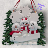 3 SNOW FOLKS with FLAKES Ornament