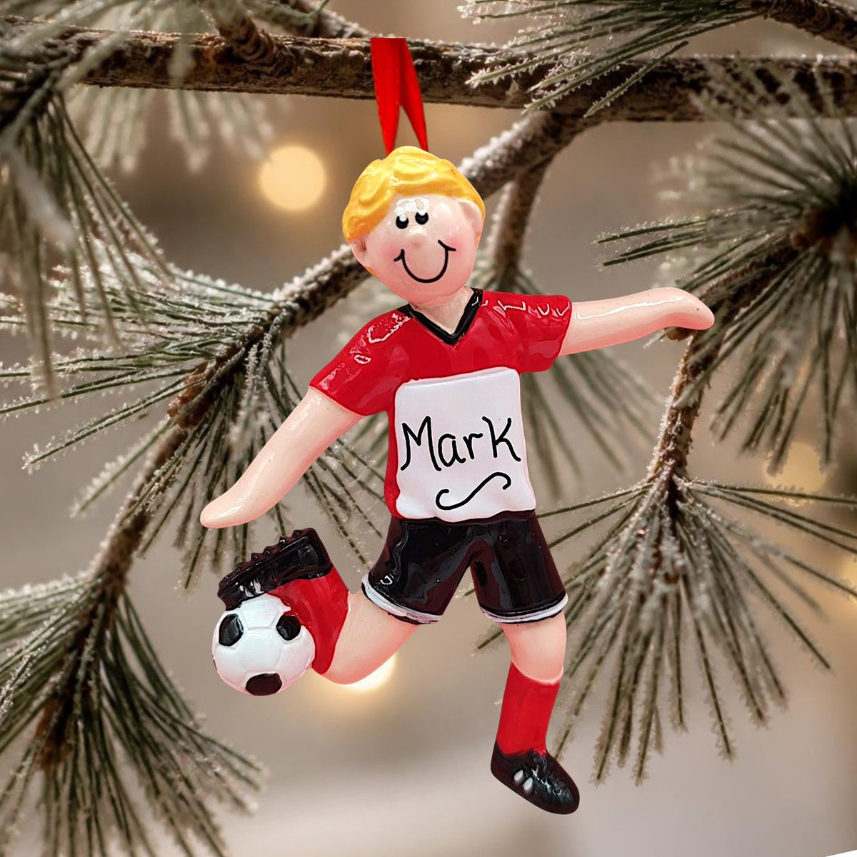 Soccer Player Ornament - Male Blonde