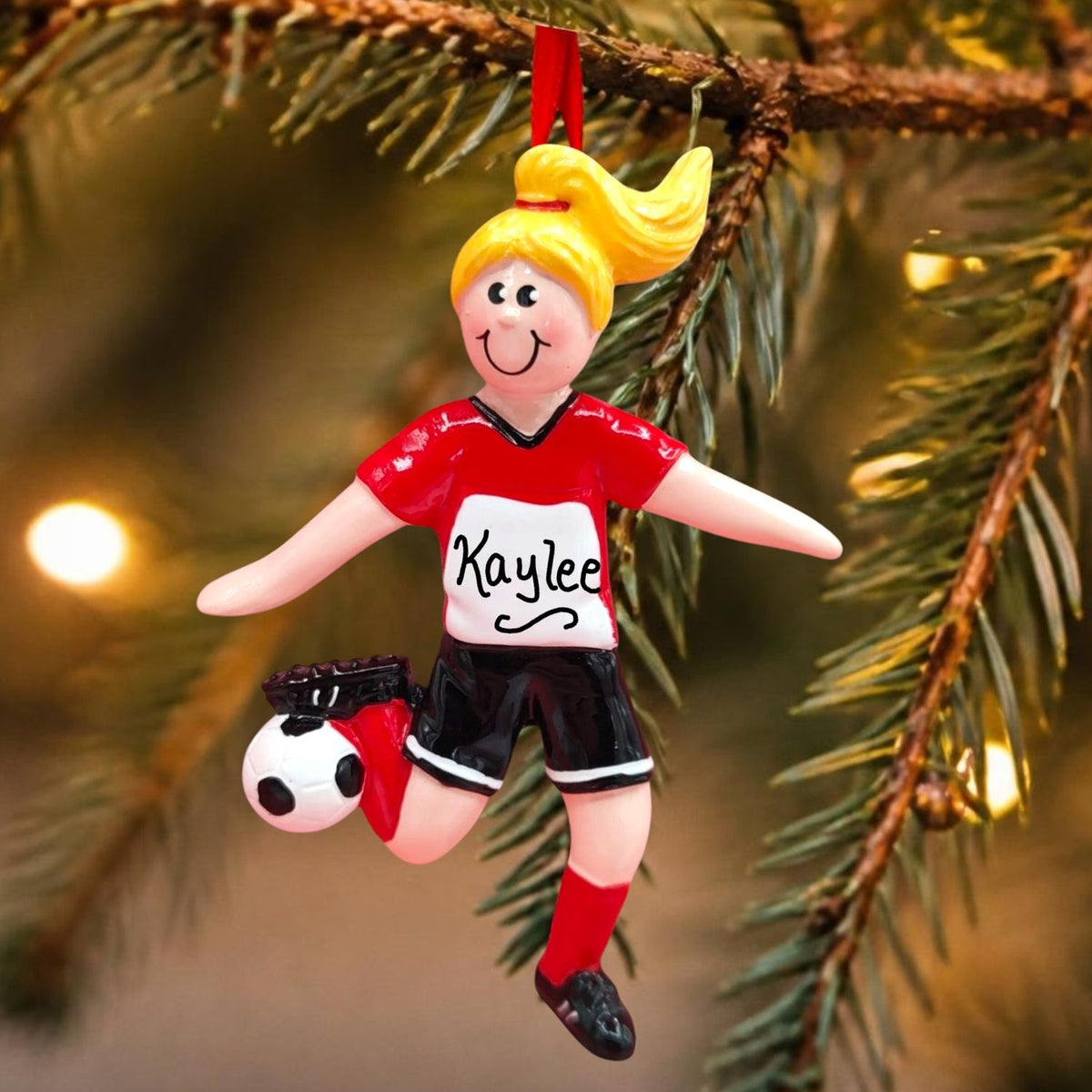 Soccer Player Ornament - Female Blonde