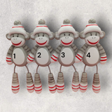 4 SOCK MONKEYS FAMILY Ornament