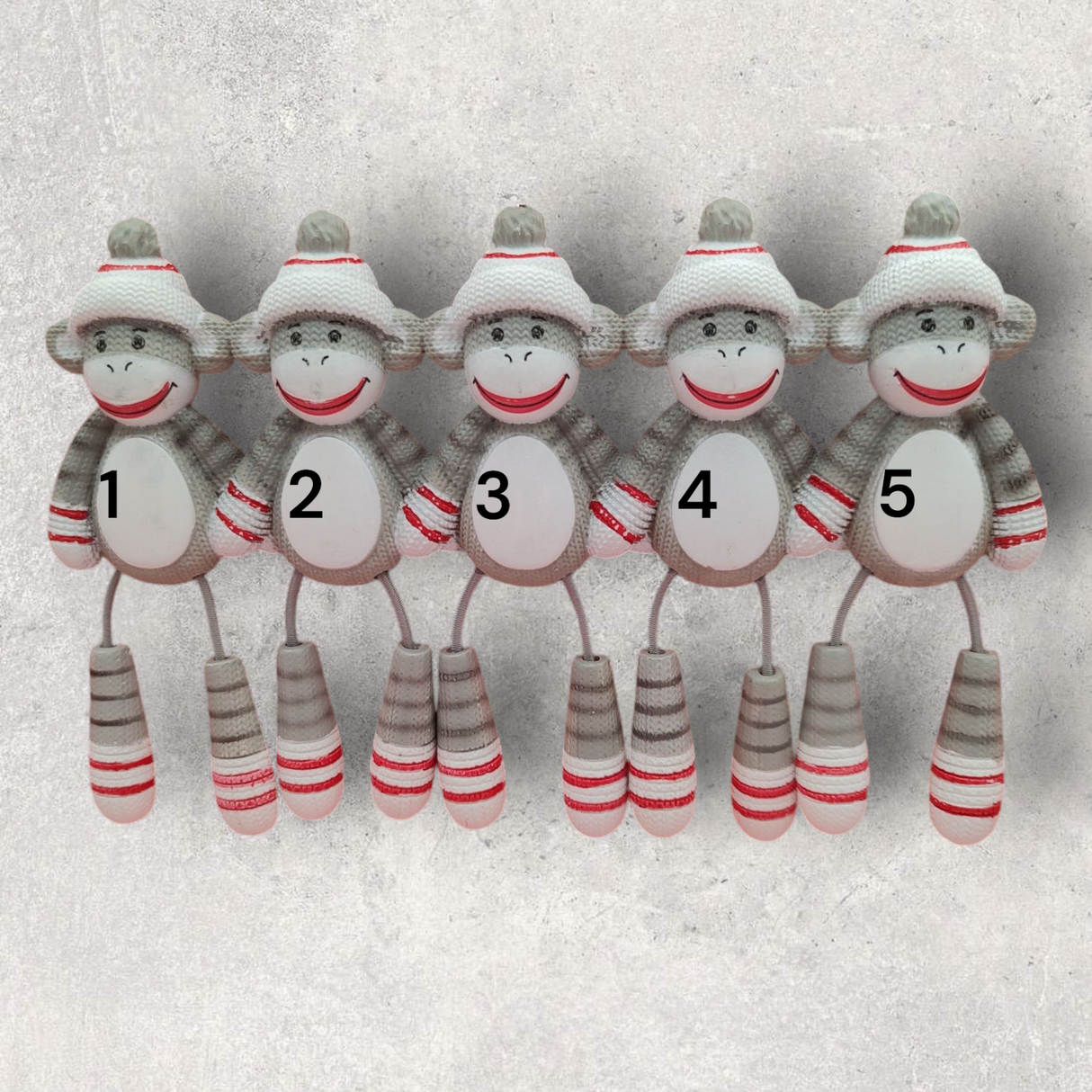 5 SOCK MONKEYS FAMILY Ornament