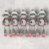 5 SOCK MONKEYS FAMILY Ornament