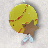 SOFTBALL Ornament with GOLD STAR