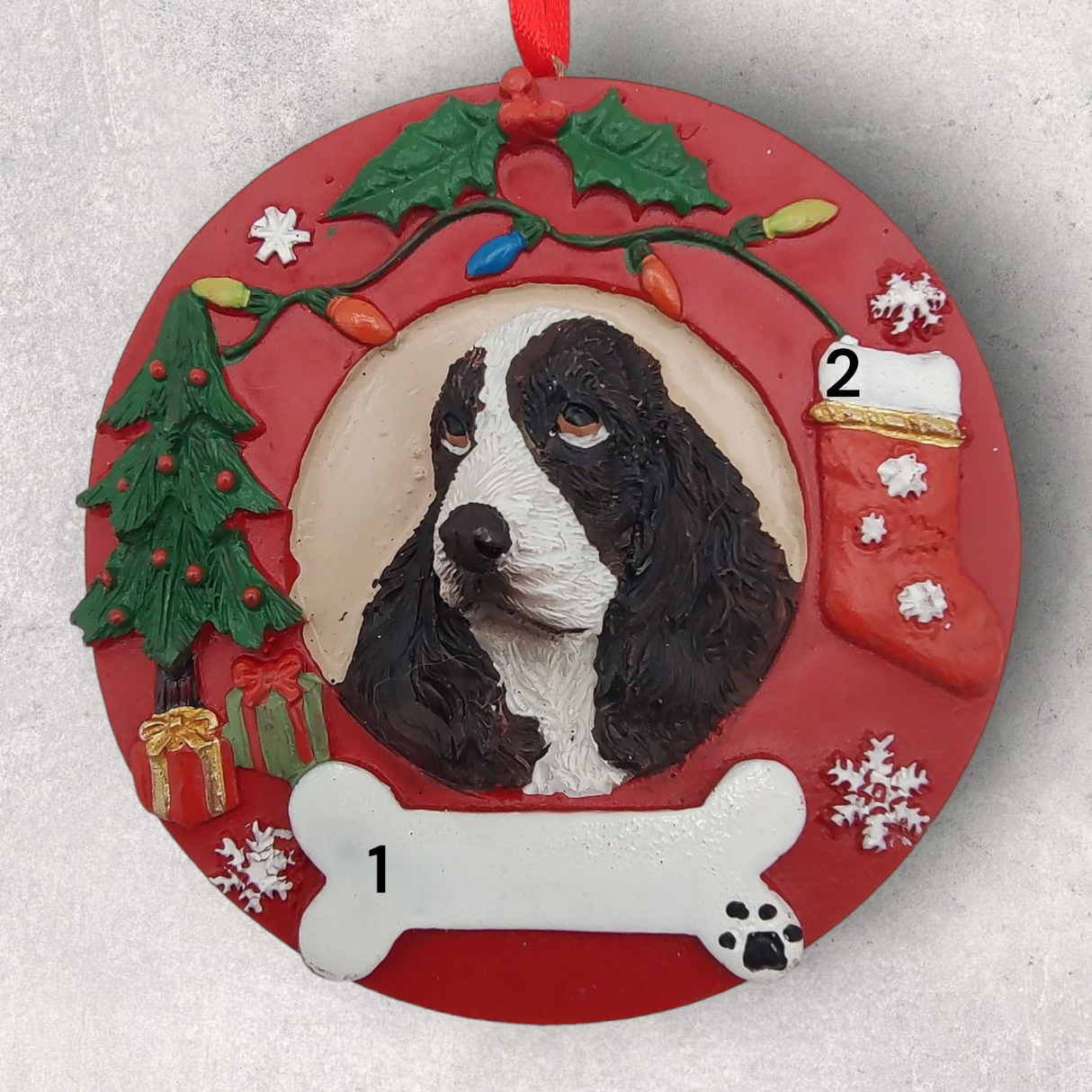 DOGS - SPRINGER SPANIEL - Red Wreath