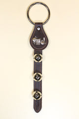 TEACHER'S CHARM above 3 Bells on Leather Strap