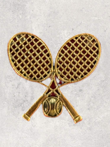 TENNIS RACKET CHARMS above 3 Bells on Leather Strap
