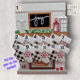 12 STOCKINGS on "JOY" MANTEL TABLETOP DECORATION