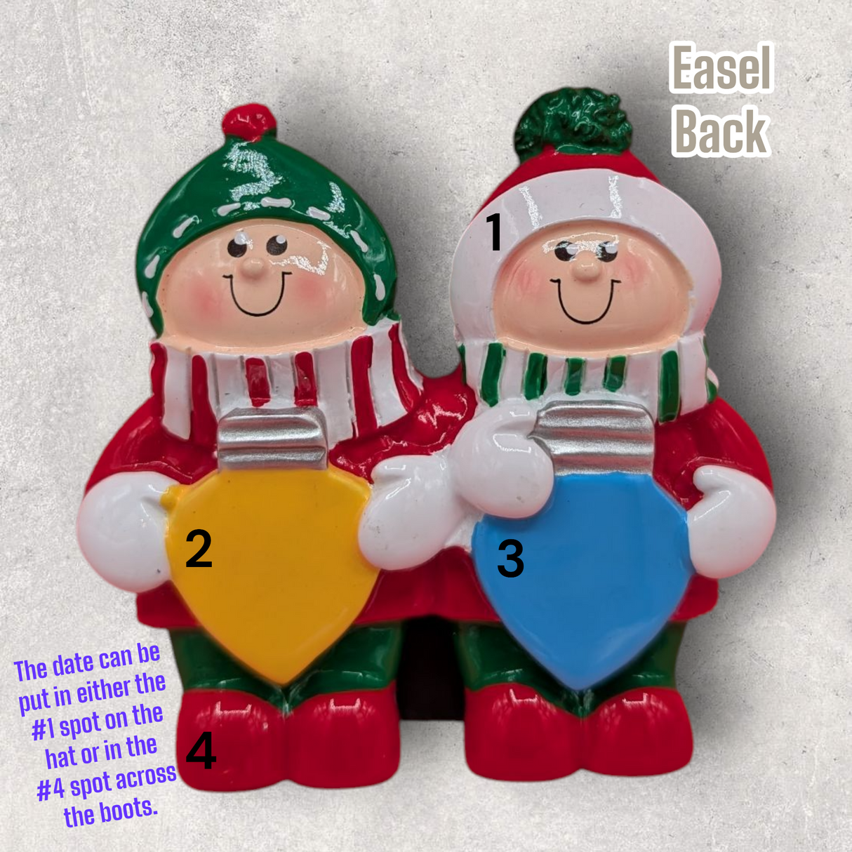 2 PEOPLE with CHRISTMAS LIGHTS TABLETOP DECORATION