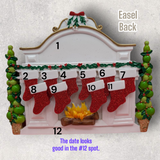 10 STOCKINGS on WHITE MANTEL TABLETOP DECORATION