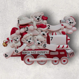 6 BEARS in CANDY TRAIN Ornament