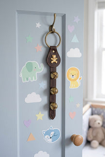 BEAR - (TEDDY BEAR) CHARM above 3 Bells on Leather Strap