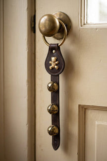 BEAR - (TEDDY BEAR) CHARM above 3 Bells on Leather Strap