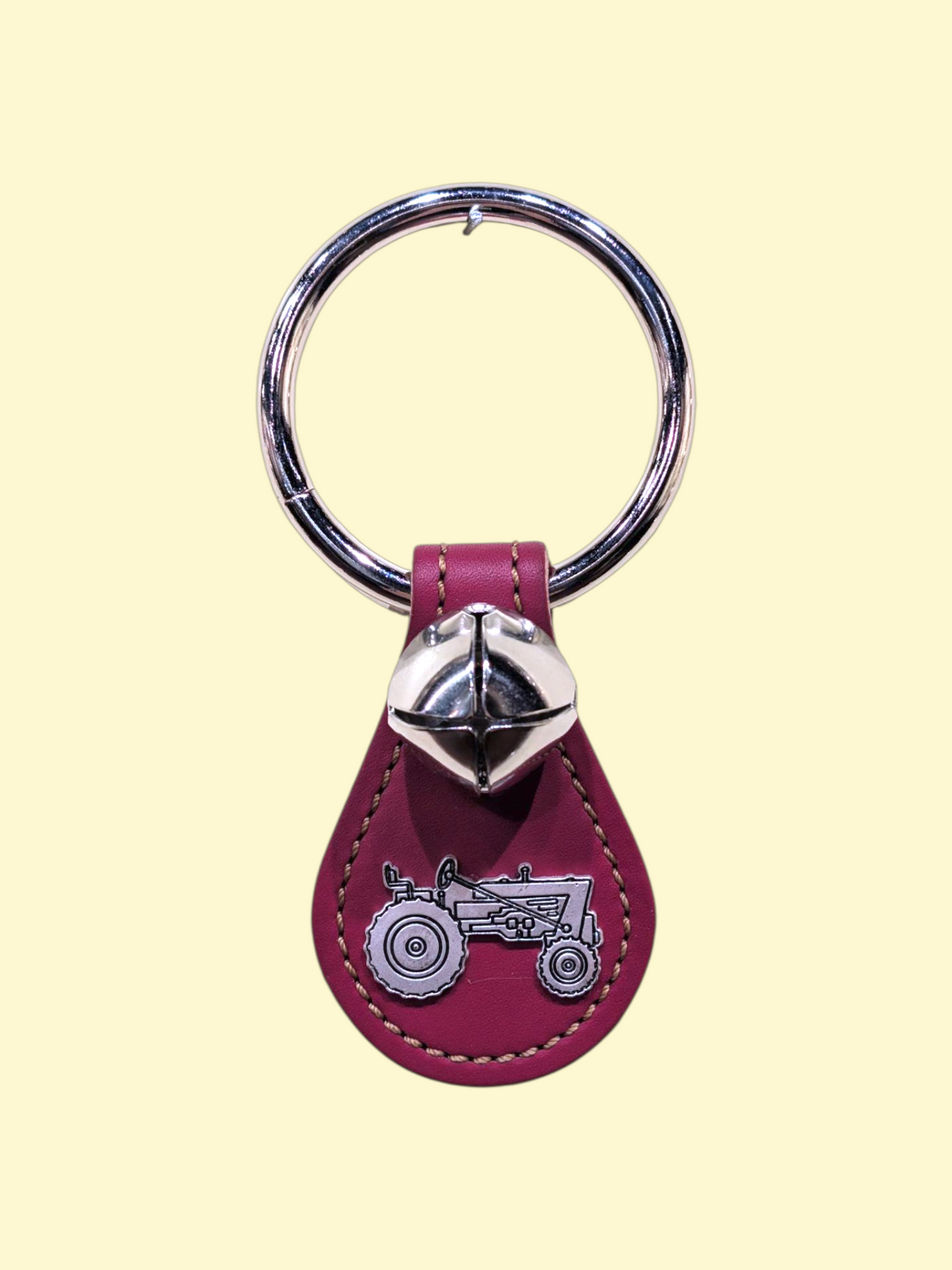 TRACTOR CHARM on Leather Teardrop - 1 Bell