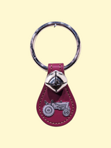 TRACTOR CHARM on Leather Teardrop - 1 Bell