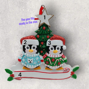 2 PENGUINS in CHRISTMAS SWEATERS Ornament