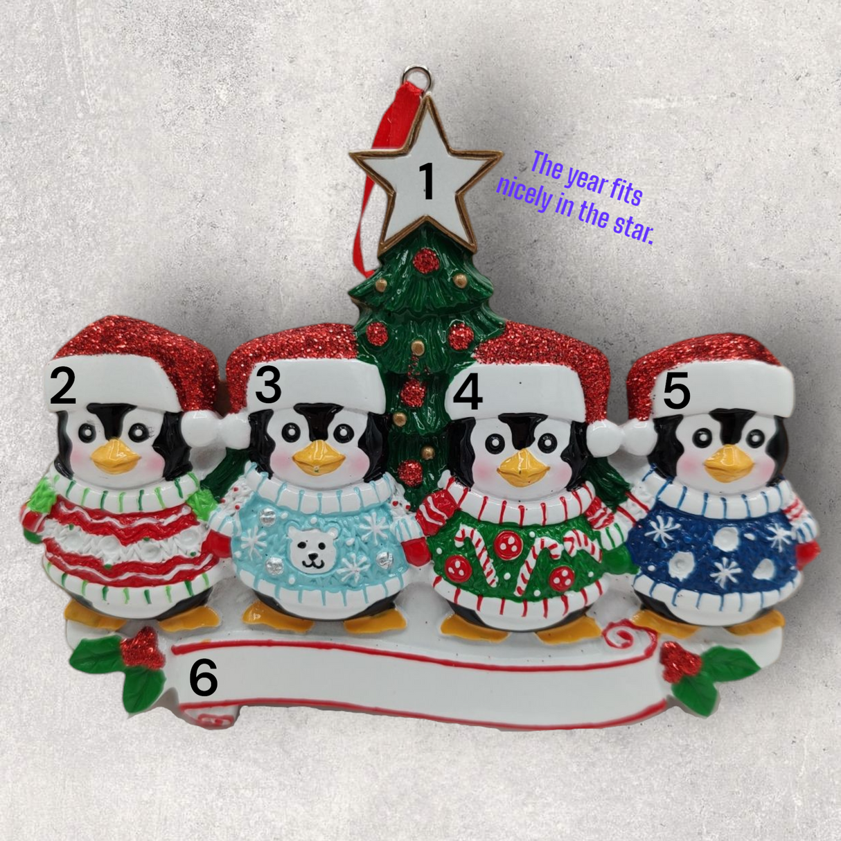 4 PENGUINS in CHRISTMAS SWEATERS Ornament