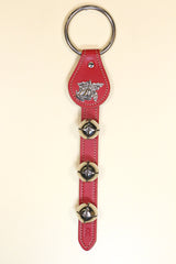 BELLS and HOLLY CHARM above 3 Bells on Leather Strap
