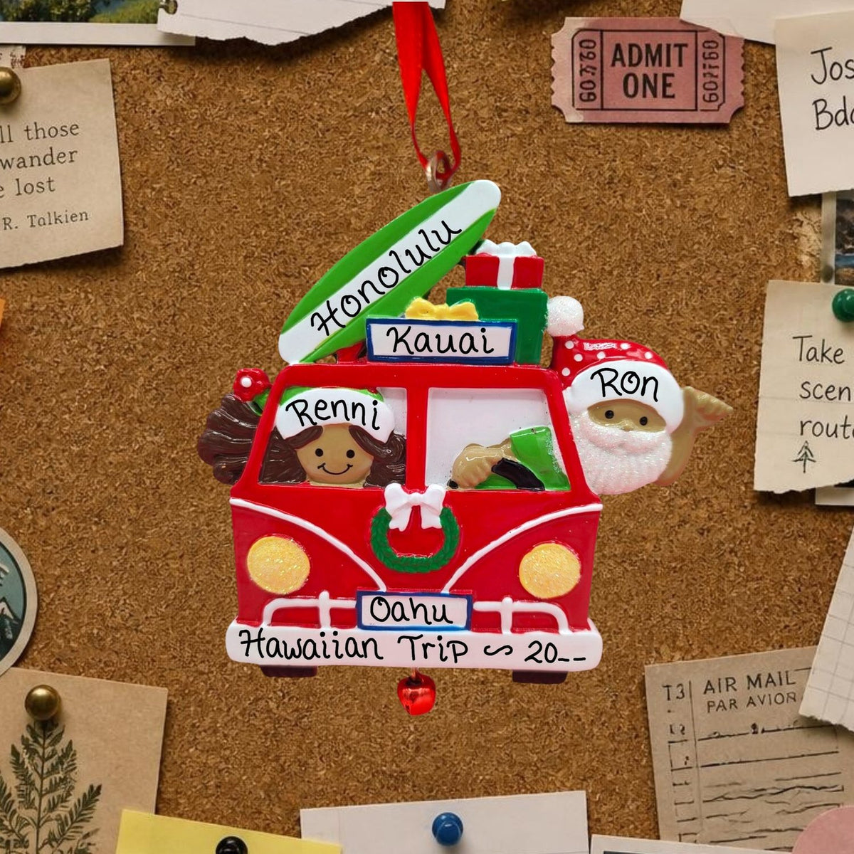 SANTA & PASSENGER - VW BUS with GIFTS Ornament