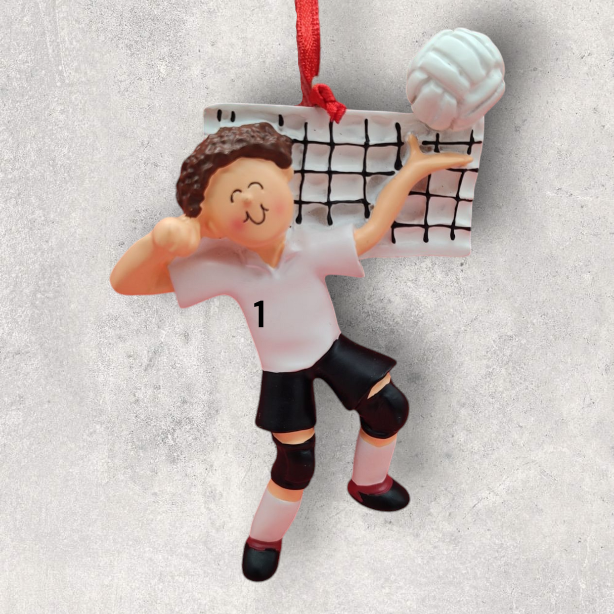 VOLLEYBALL Ornament - MALE BRUNETTE - NET & BALL