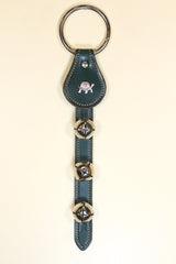 TURTLE (WHIMSICAL) CHARM above 3 Bells on Leather Strap