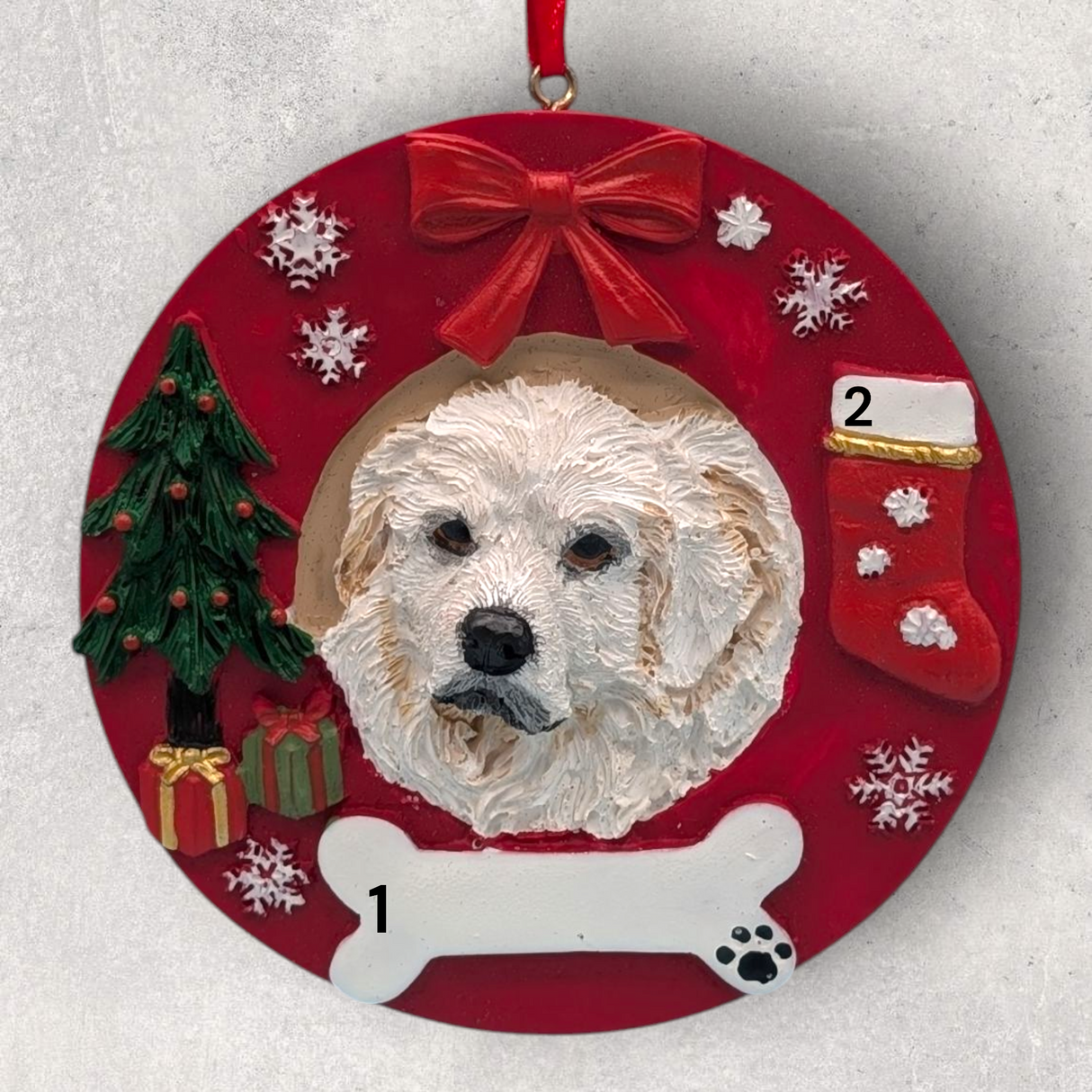 DOGS - GREAT PYRENEES - Red Wreath
