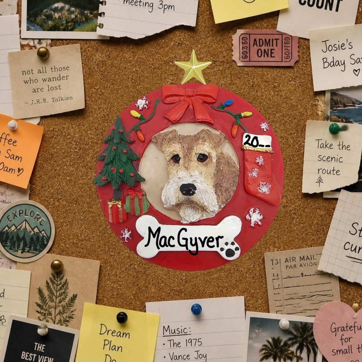 DOGS - WIRE FOX TERRIER - Red Wreath