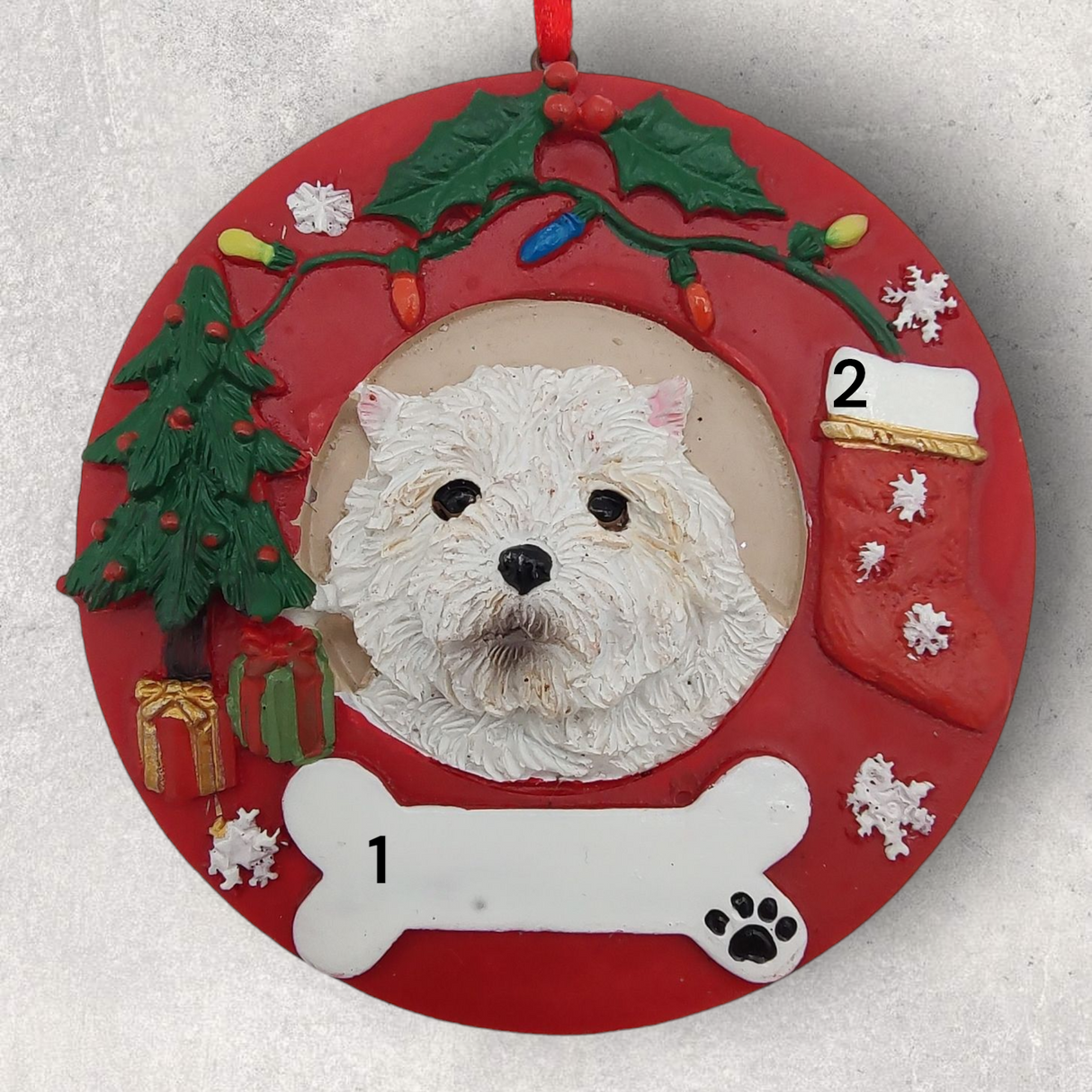 DOGS - WESTIE - Red Wreath