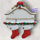 2 STOCKINGS on WHITE MANTEL Ornament