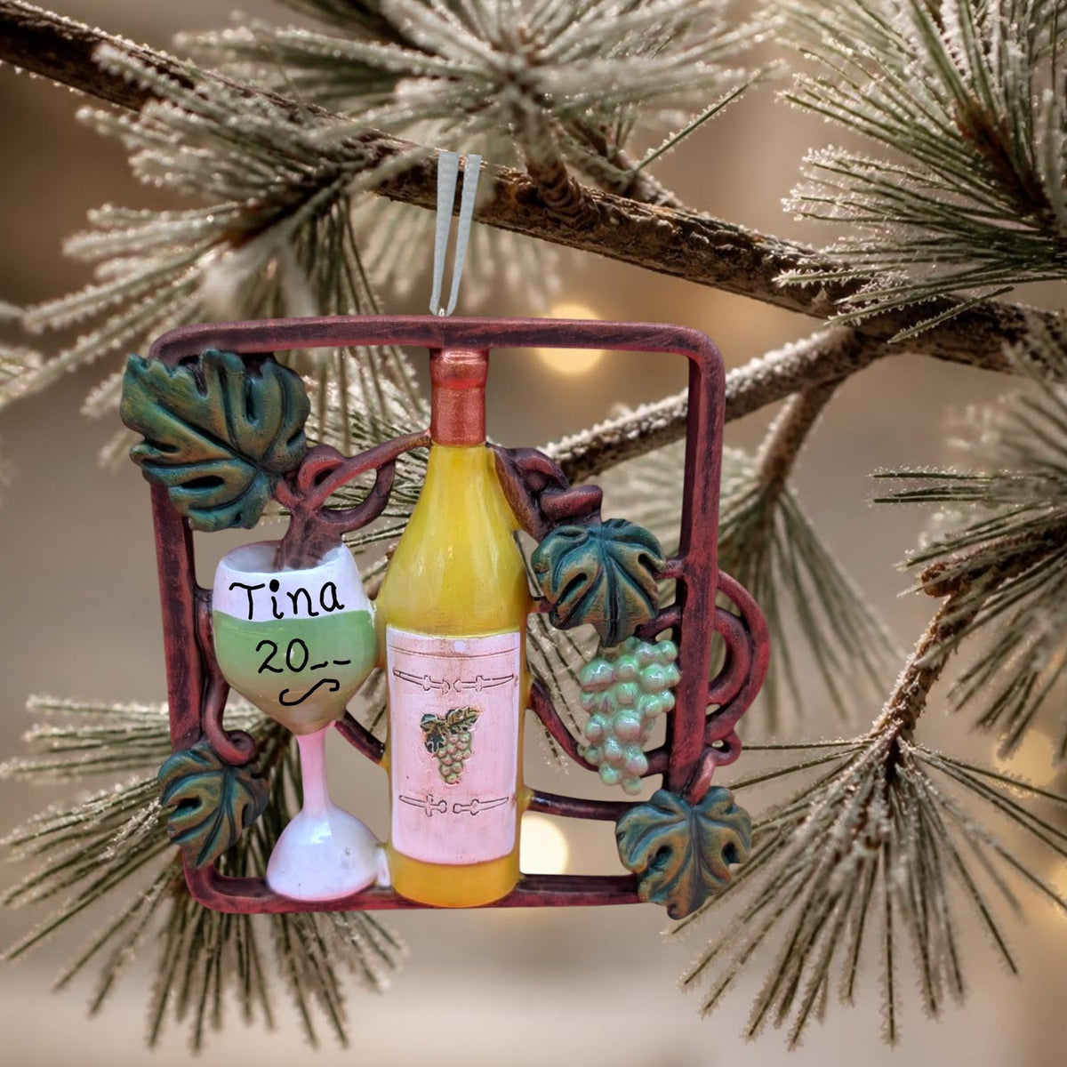 WINE with GOBLET, GRAPES & LEAVES Ornament