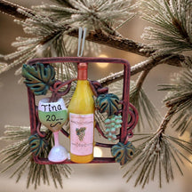 WINE with GOBLET, GRAPES & LEAVES Ornament