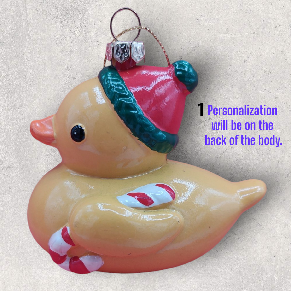 RUBBER DUCKY Ornament with CANDY CANE