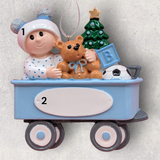 BLUE - BABY in a WAGON Ornament