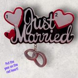 JUST MARRIED Ornament with HEARTS & RINGS