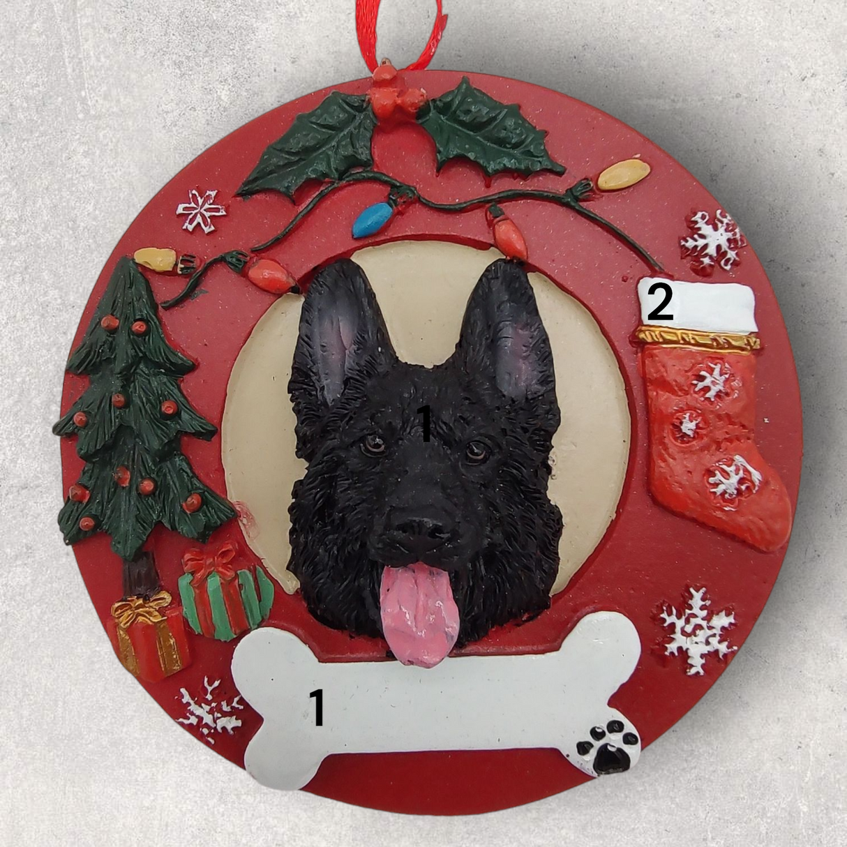 DOGS - GERMAN SHEPHERD (BLACK) - Red Wreath