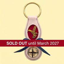 Eagle charm Belsnickel bell doorhanger with straight red SOLD OUT until March 2027 banner