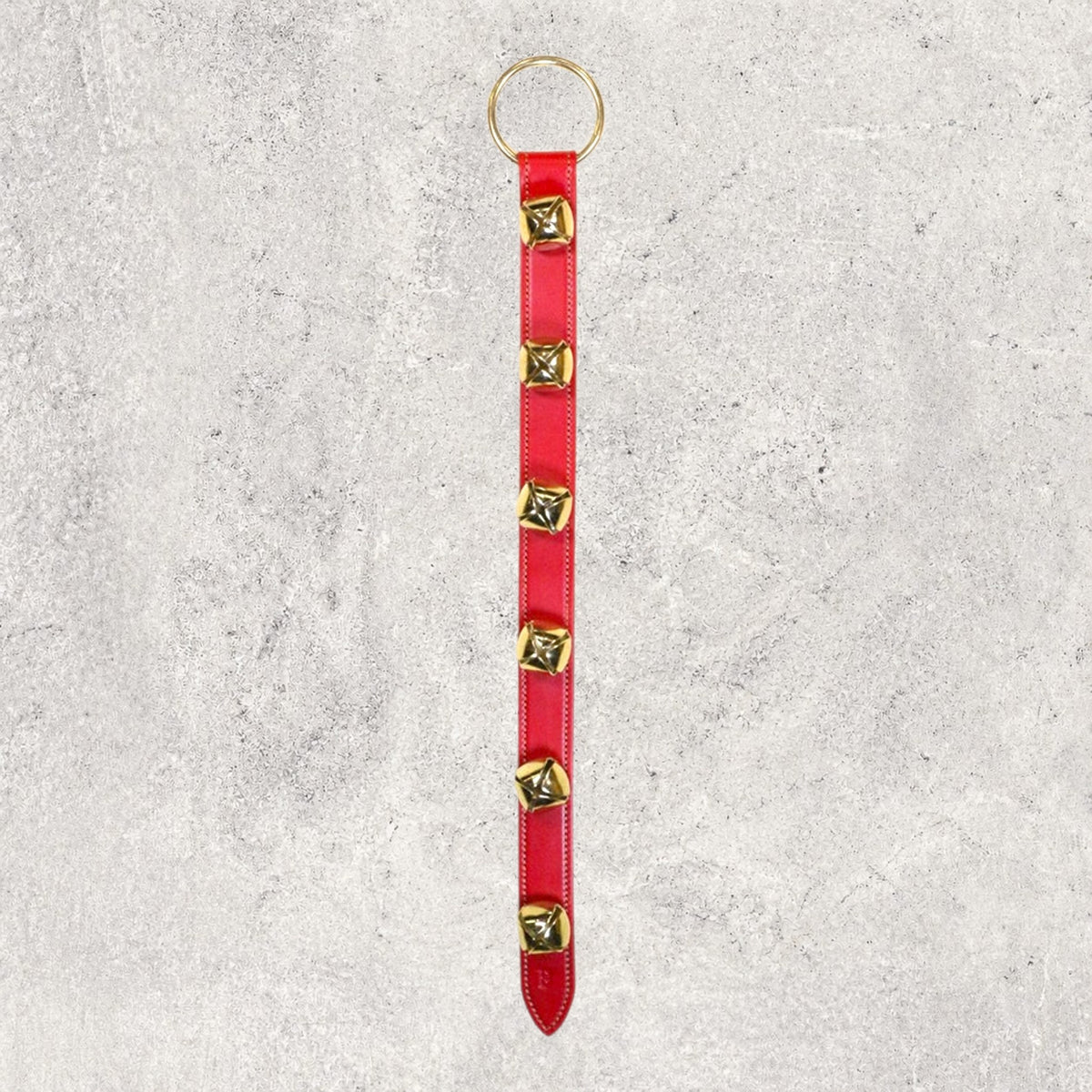 6 Plated Bells on Wide 24 inch Stitched Strap - Lg Ring Top
