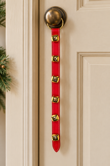 6 Plated Bells on Wide 24 inch Stitched Strap - Lg Ring Top