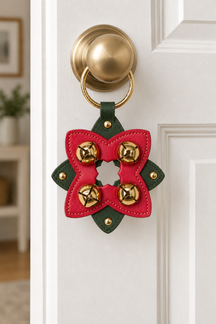 STAR-Like Leather Doorhanger - 4 Plated Bells - 2 Colors