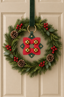 STAR-Like Leather Doorhanger - 4 Plated Bells - 2 Colors