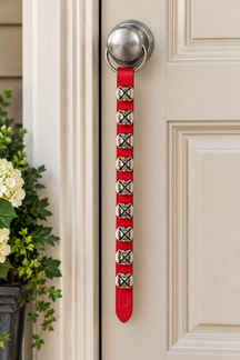 9 Small Nickel-Plated Bells on Narrow 16 inch Strap - Lg Ring Top
